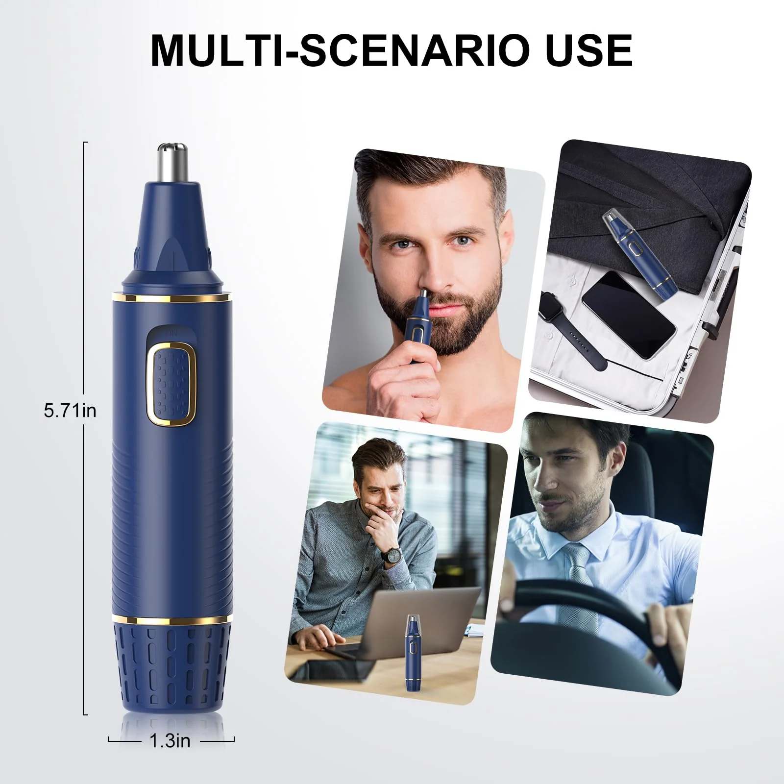 XOOMRSCP Nose Hair Trimmers for Men,Rechargeable Hair Trimmer 2 in 1 Painless Multifunctional Ear and Nose Hair Trimmer with IPX7 Waterproof Dual Edge Blades (Blue) - Image 6