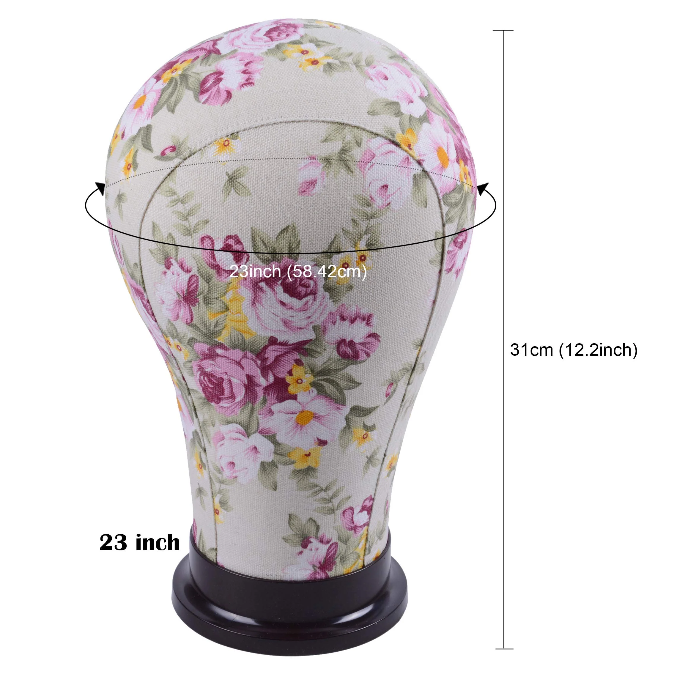 YANTAISIYU 1 Piece Canvas Block Head Mannequin Head for Hair Extension Lace Wigs Making and Display Styling (Pink 23") - Image 7