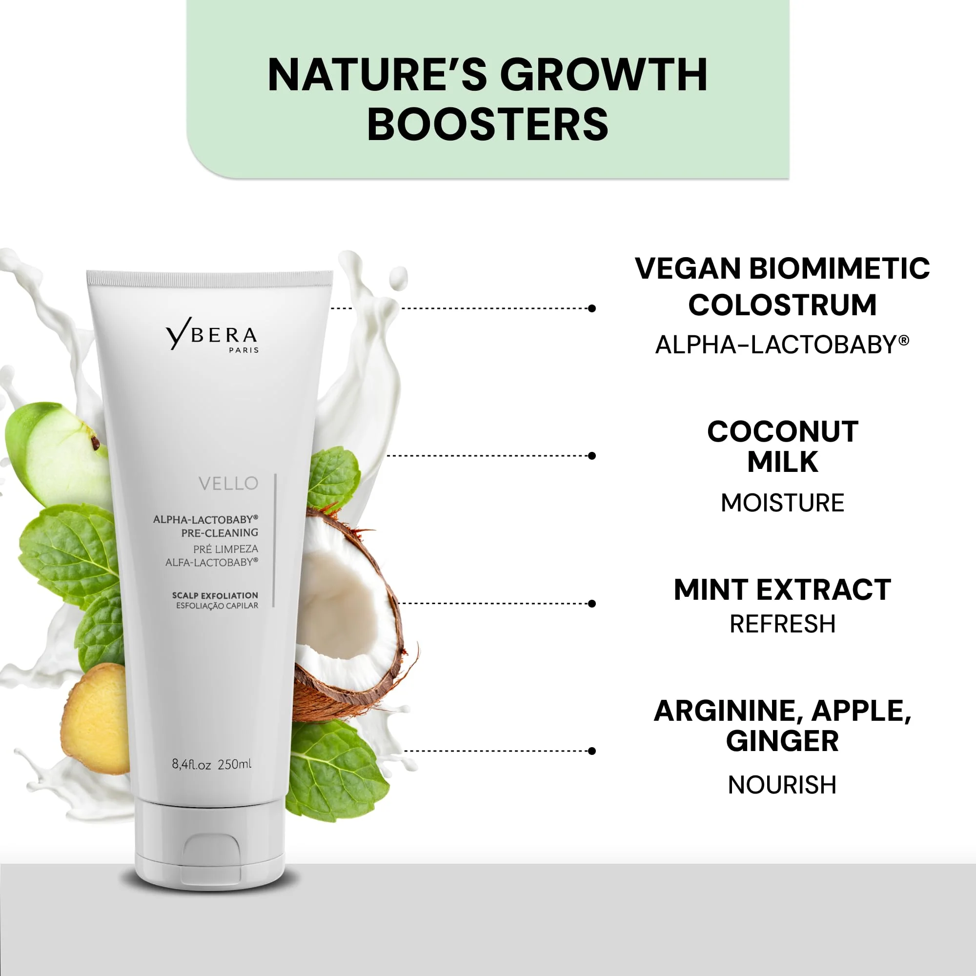Ybera SCALP SCRUBBER Vello Pre Cleanse Scalp Scrub & Scalp Exfoliator, Pre Shampoo Scalp Treatment for Scalp Detox, Scalp Treatment to Prepare Hair Growth Products for Women & Men, 250ml - Image 3