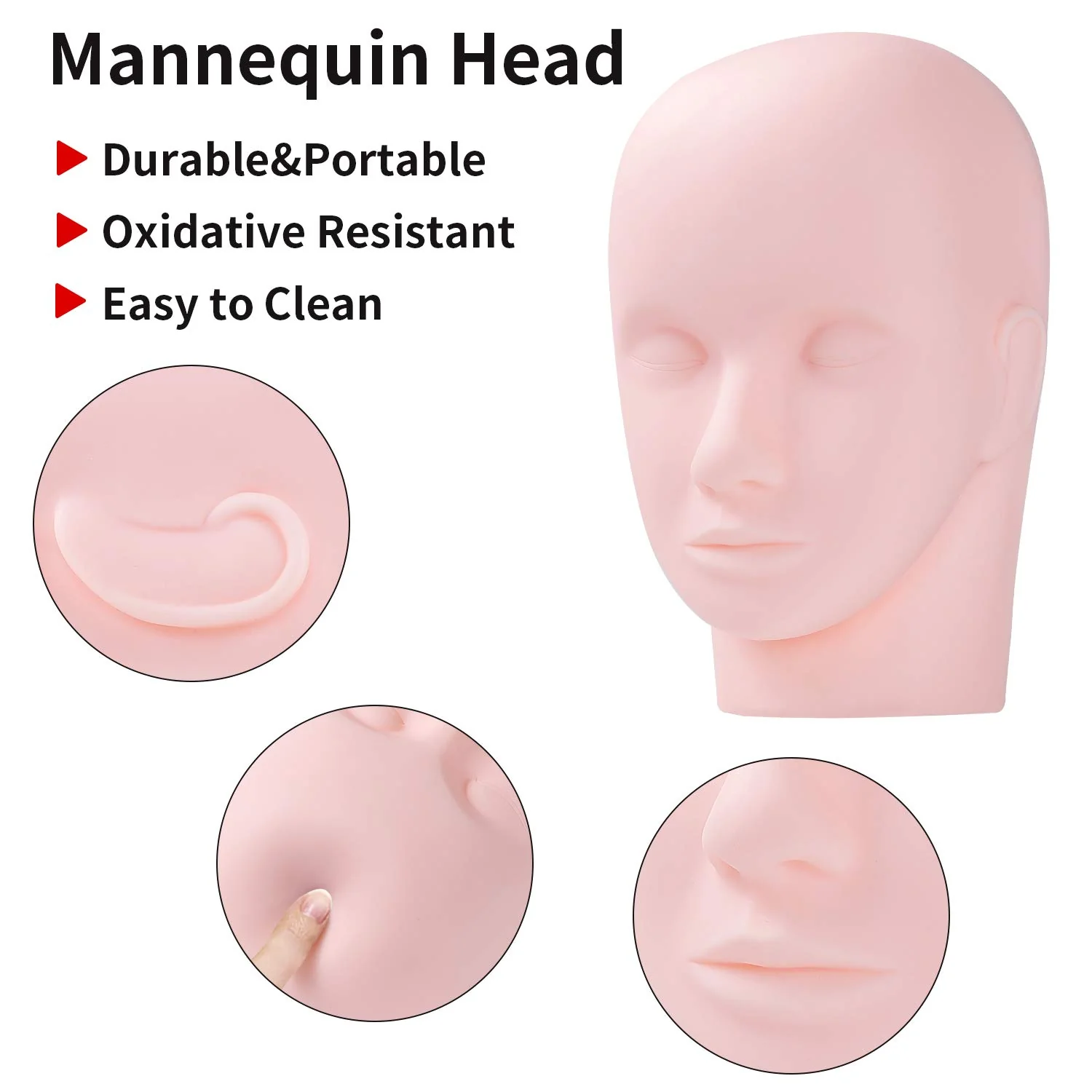 Yephets Pro Training Mannequin Flat Head Practice Make Up Eye Lashes Eyelash Extensions,Practice Training Head Manikin Cosmetology Mannequin Doll Face Head - Image 2