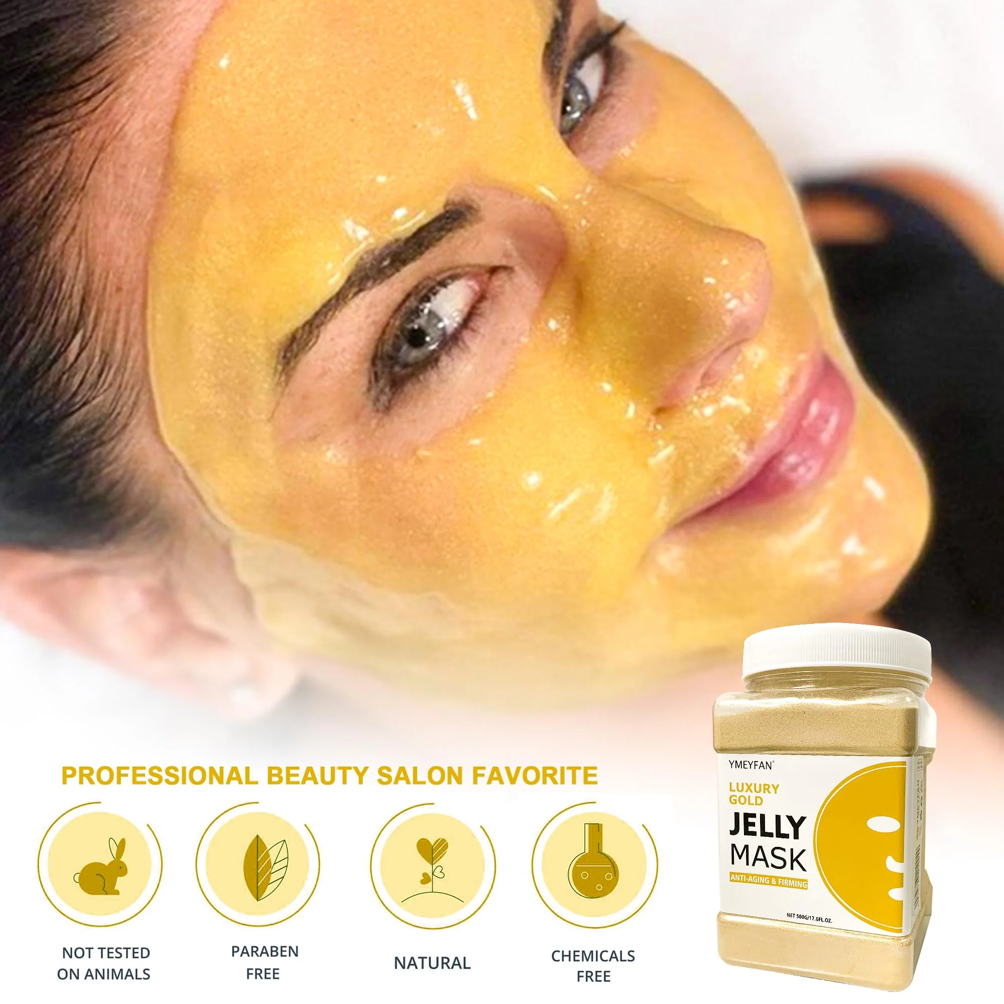YMEYFAN Jelly Mask Powder for Facial Professional - 24K Gold Anti-Aging & Firming Jelly Mask, Hydrating Jelly Face Mask Skin Care, Gel Peel Off Mask for Spa Salon Vajacial Mask 17.6Fl Oz - Image 2