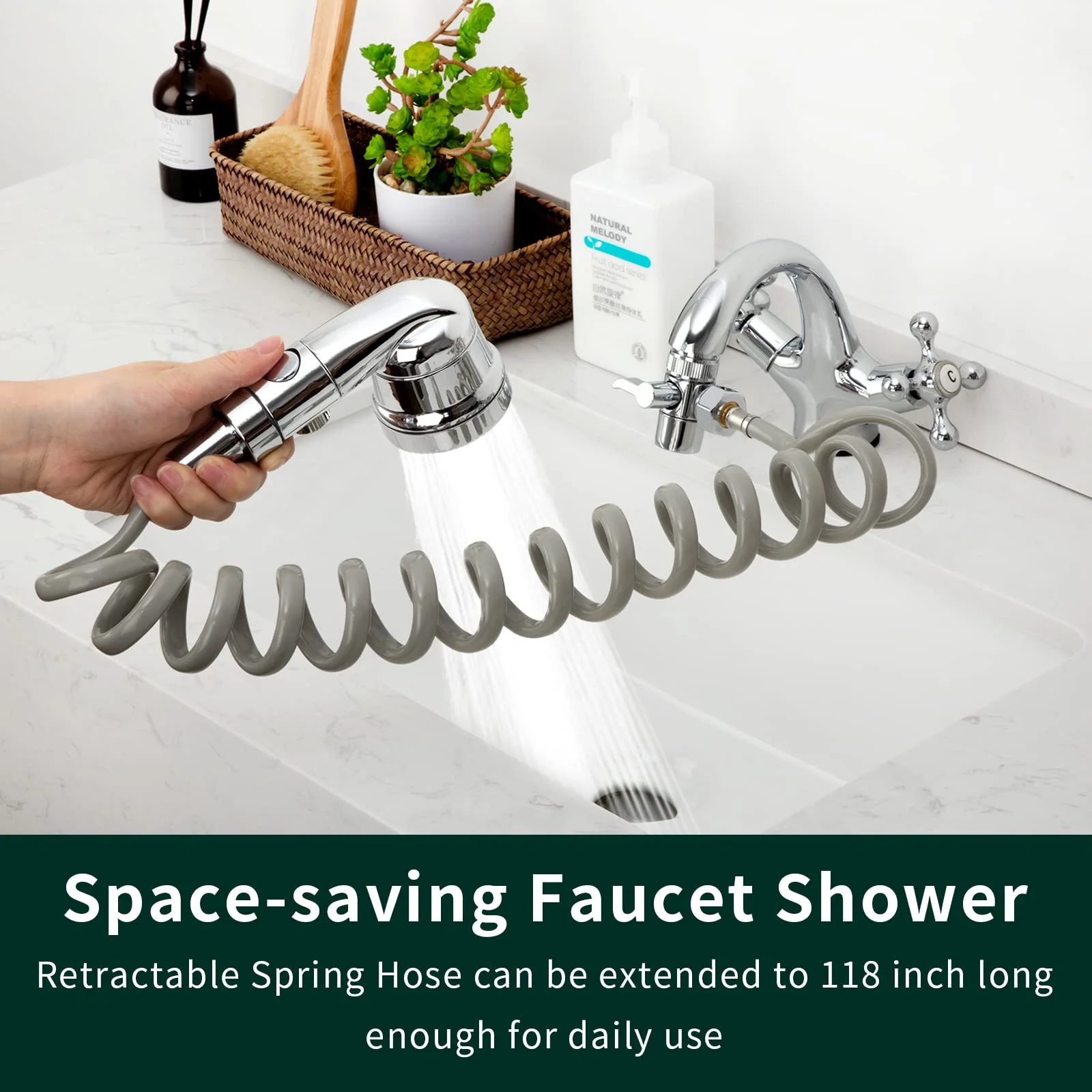 ZCONIEY Sink Faucet Sprayer Attachment Hair Pet Rinser Showerhead with Stop Water-saving Function - Image 2