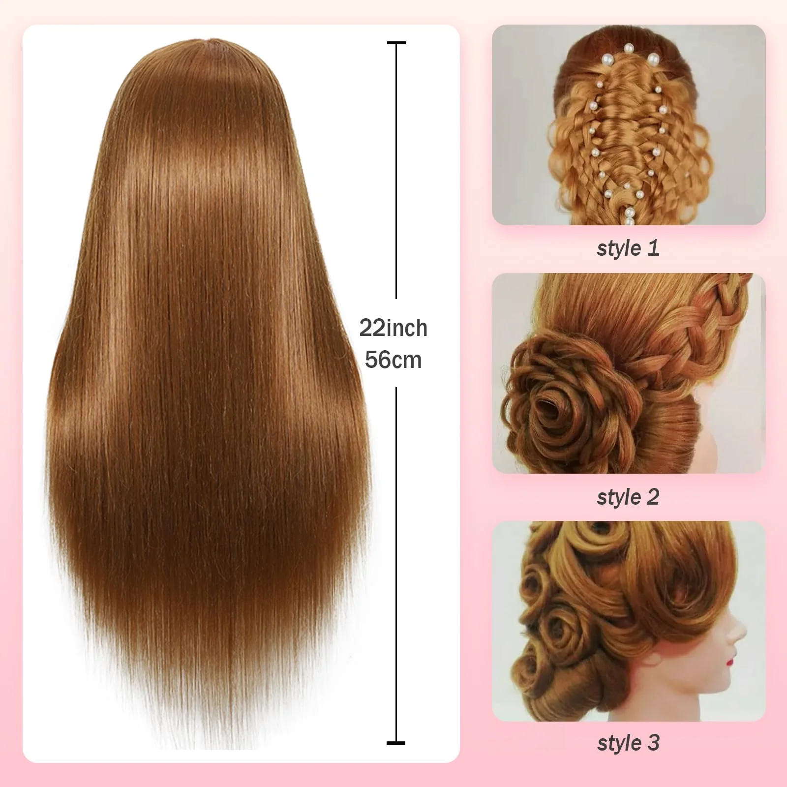 ZOMOI Mannequin Head, Mannequin Head Human Hair, 80% Real Hair for Hairdresser Practice Cutting Braiding Hair Styling with Clamp Holder and Tools - Image 6