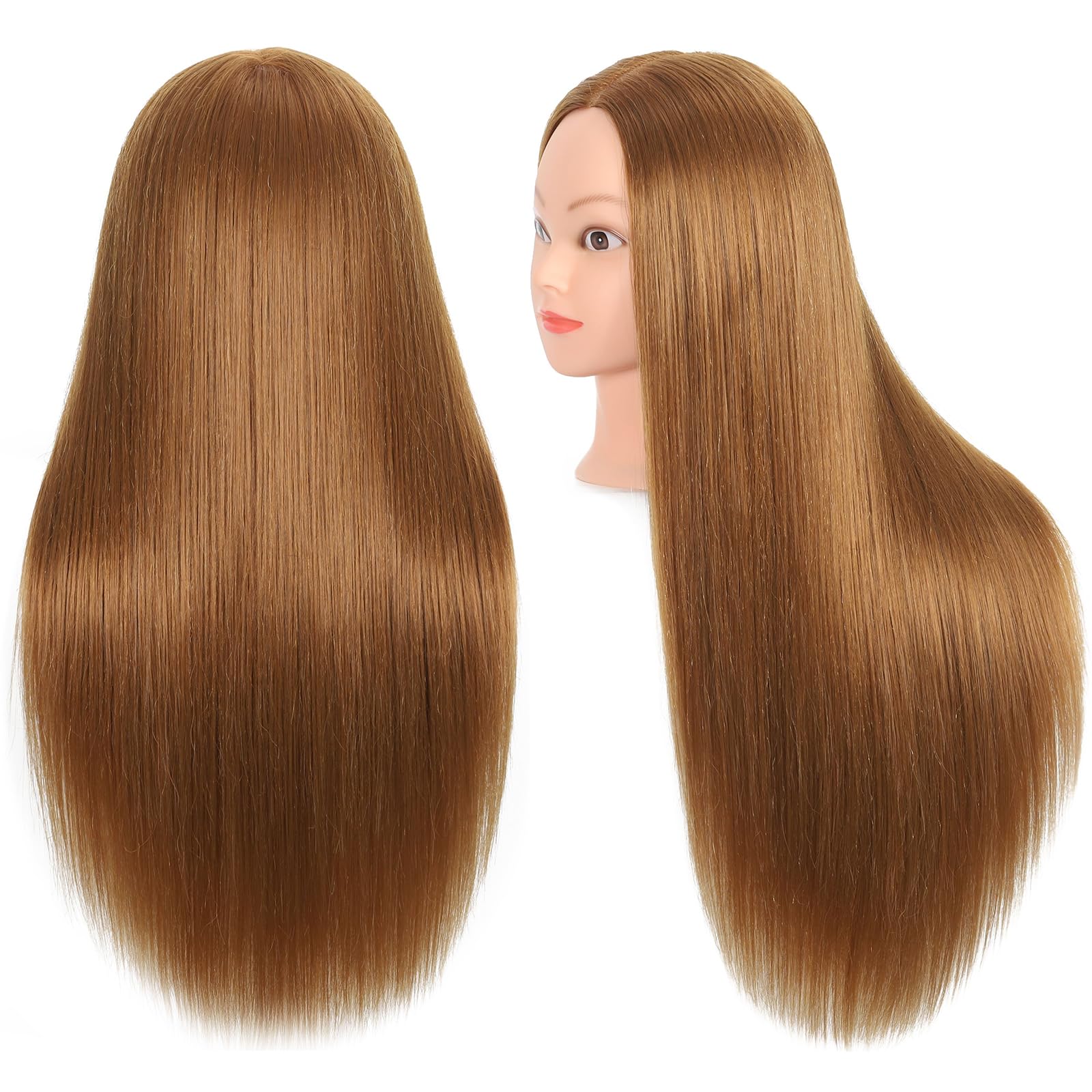 ZOMOI Mannequin Head with 80% Real Human Hair 26''-28"Cosmetology Mannequin Doll Head to Practice Hair Styles Hairdresser Practice Braiding Head(27# Light Brown) - Image 6