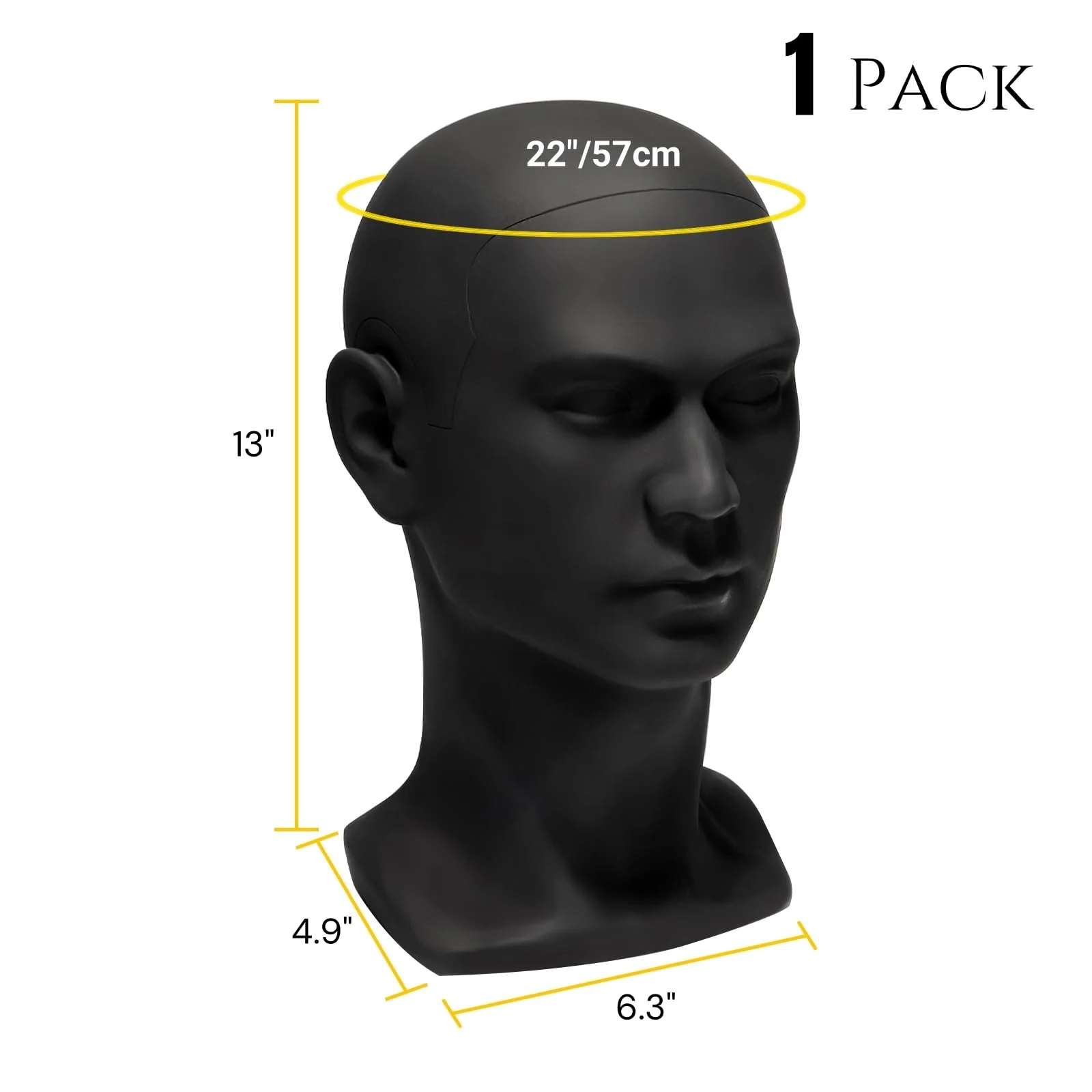 ZOOFOX Male Mannequin Head for Hats, PVC Manikin Head with Mount Hole, Professional Display Styling Head for Wigs, Hats, Scarfs, Headphone, Sunglasses, Headdress - Image 2