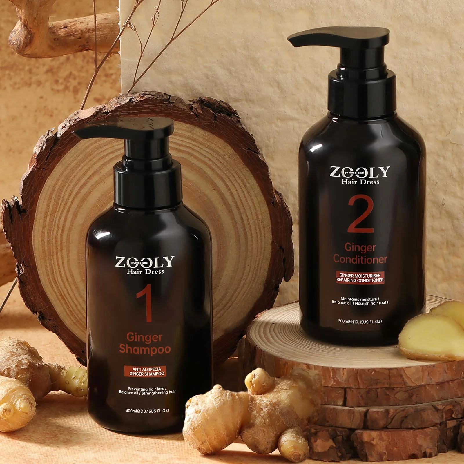 ZOOLY PROFESSIONAL Ginger Shampoo and Conditioner Sets 20.3 Fl Oz- Anti Hair Loss and Nourishes Hair Roots, Salon Level Scalp Care for Men and Women - Image 2