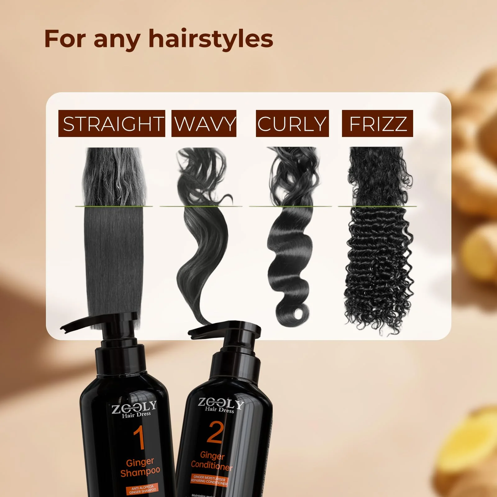 ZOOLY PROFESSIONAL Ginger Shampoo and Conditioner Sets 20.3 Fl Oz- Anti Hair Loss and Nourishes Hair Roots, Salon Level Scalp Care for Men and Women - Image 9